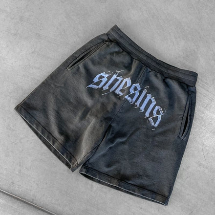 Old English Sweat Shorts - Washed Black