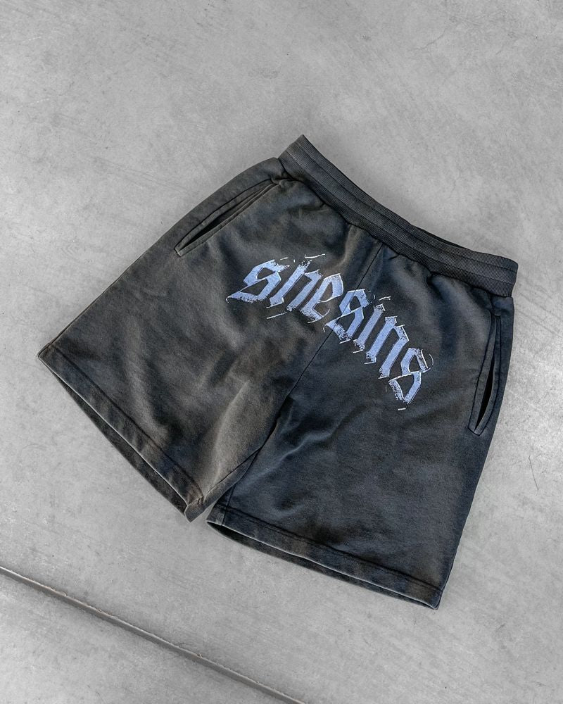 Old English Sweat Shorts - Washed Black