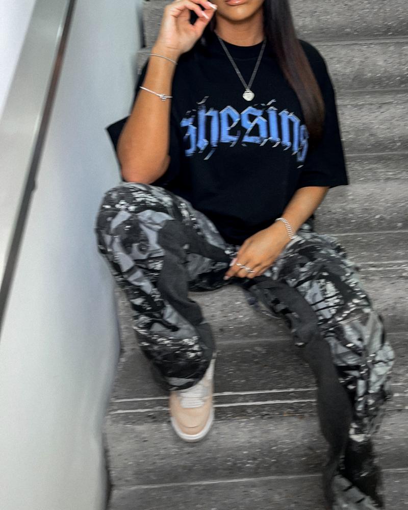 Old English Vintage Oversized Tee - Black - 1