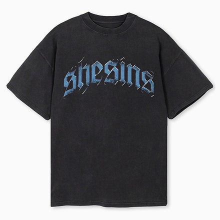 Old English Vintage Oversized Tee - Washed Black