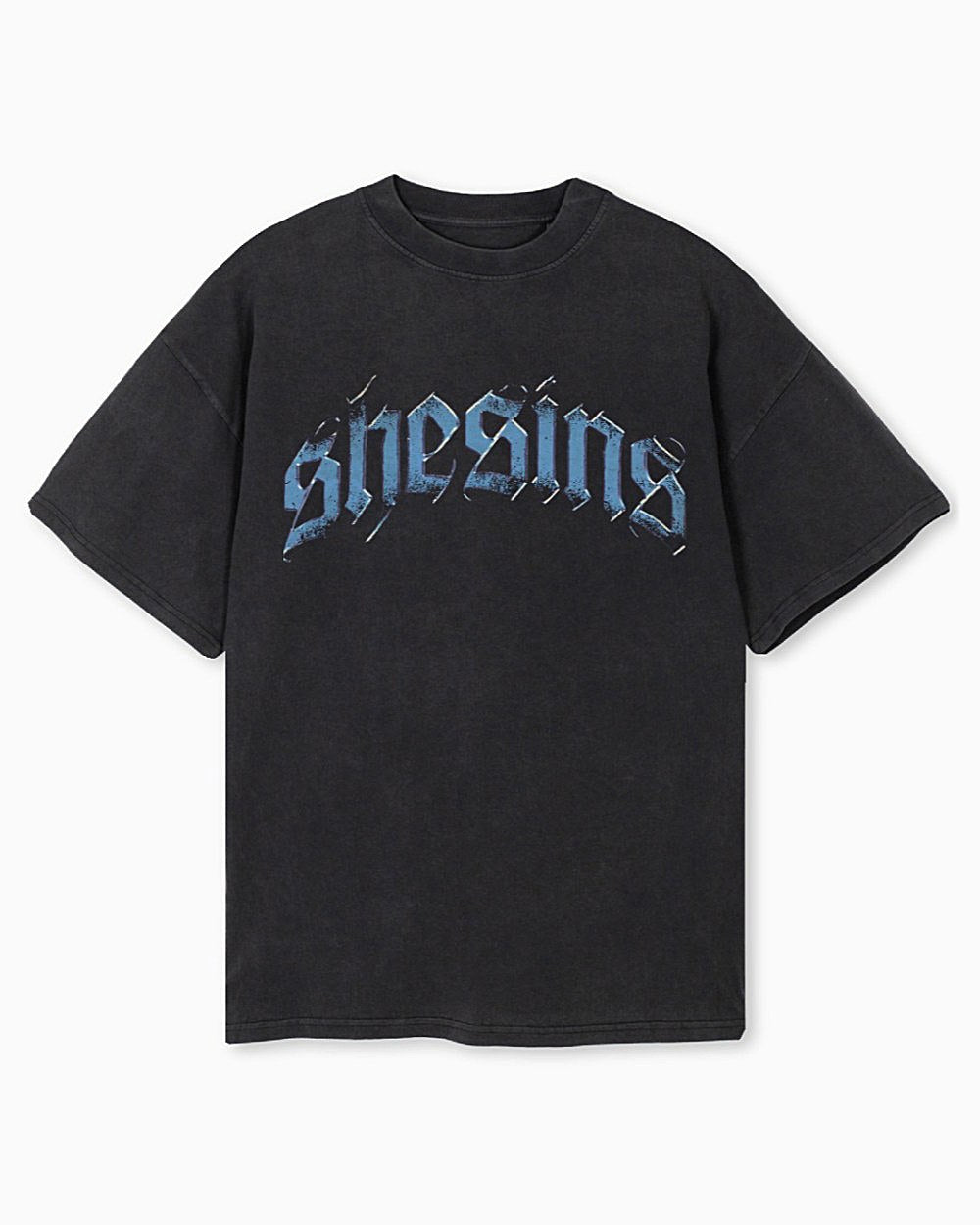 Old English Vintage Oversized Tee - Washed Black
