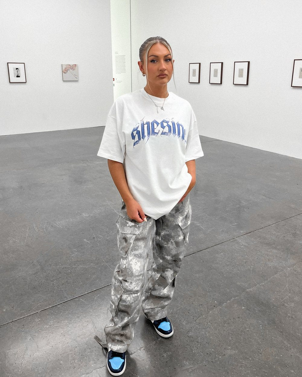 Old English Vintage Oversized Tee - White - 1