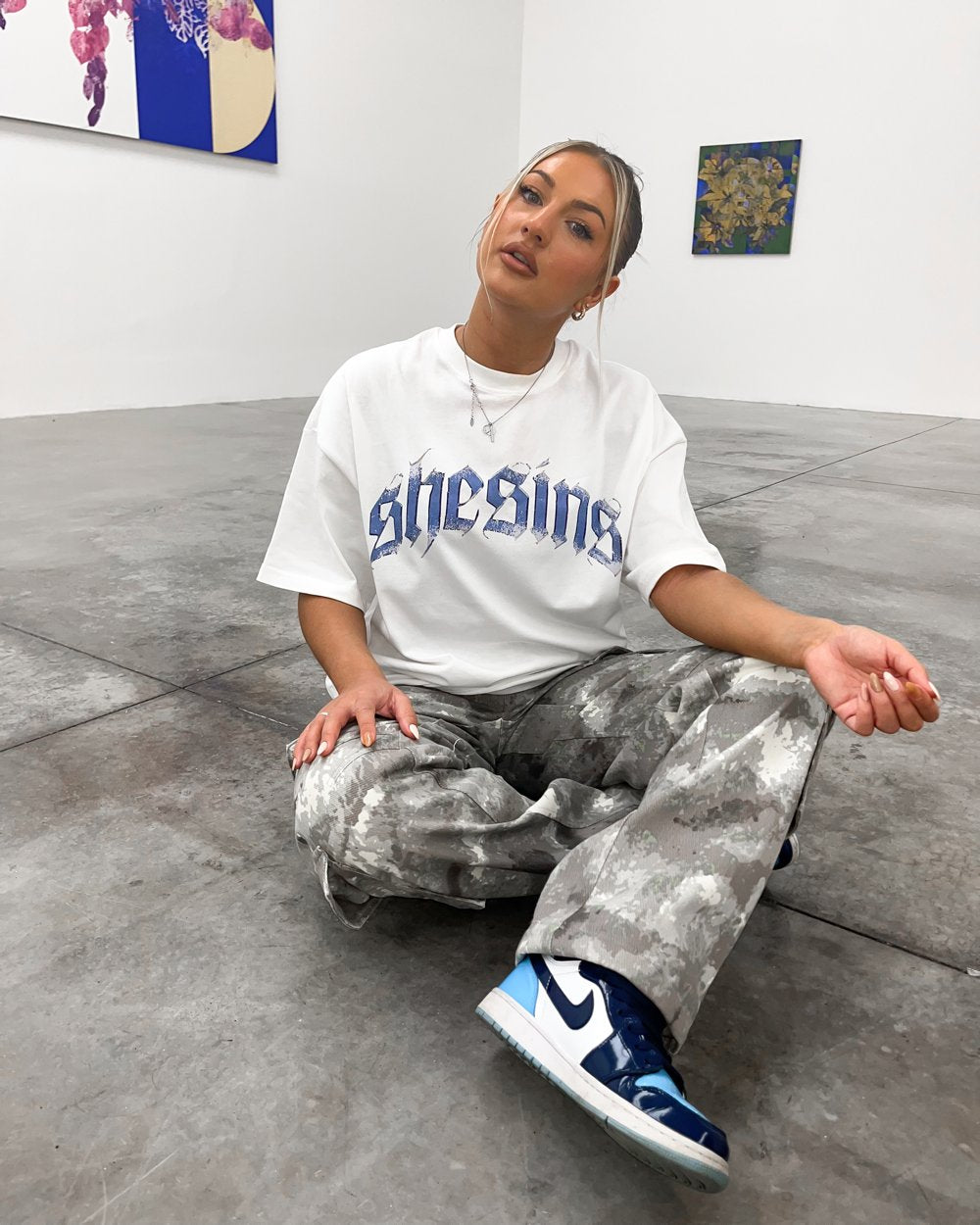 Old English Vintage Oversized Tee - White - 2