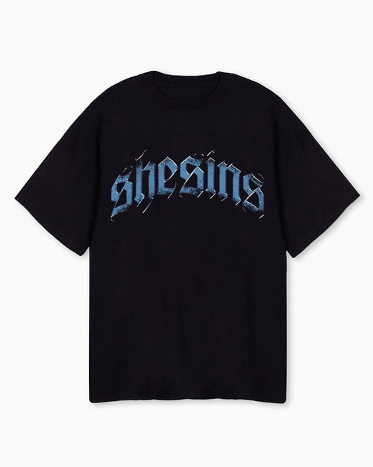 Old English Vintage Oversized Tee - Black